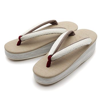 ベージュ×白灰