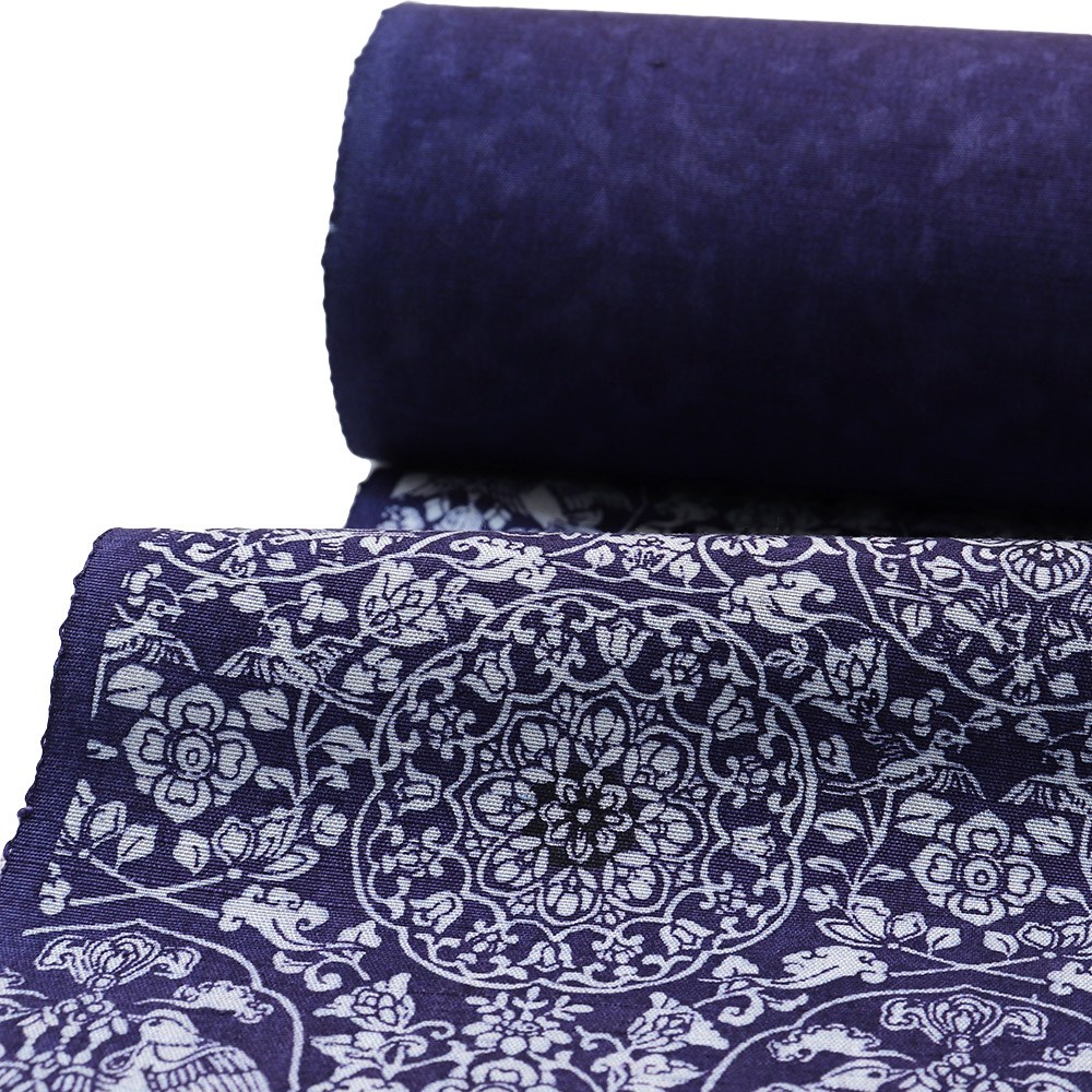 正藍染め紬（アラベスク）：濃紫『衣草紙』
