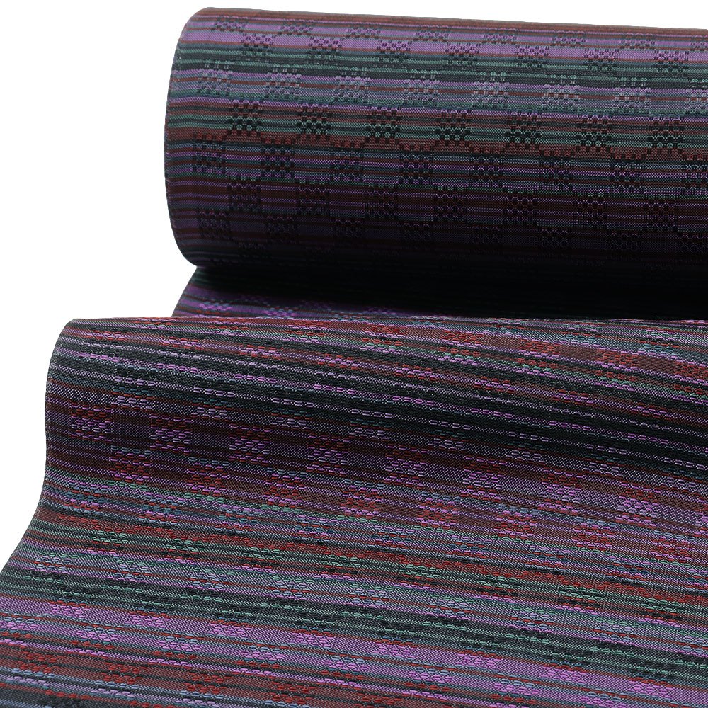 薩摩花織（横段）：赤紫【大迫織物】