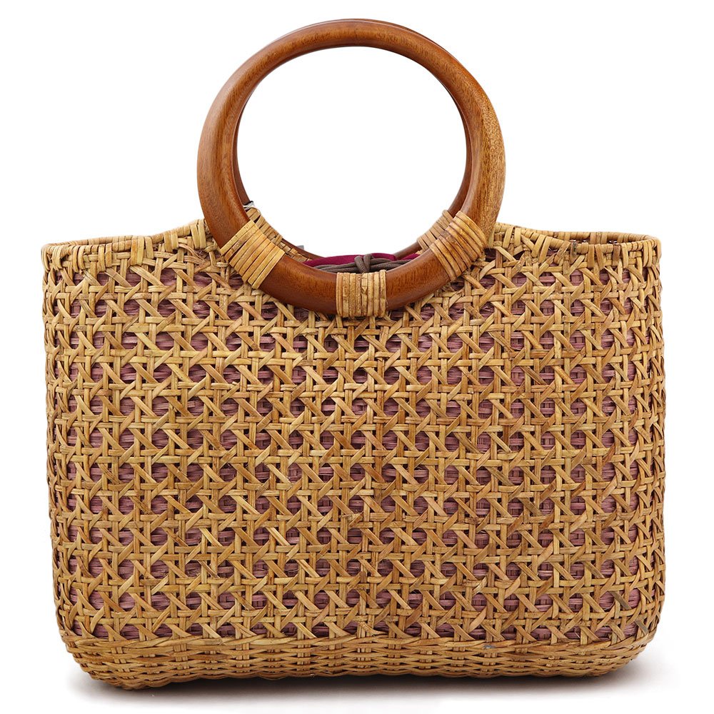 巾着付きラタンバッグ