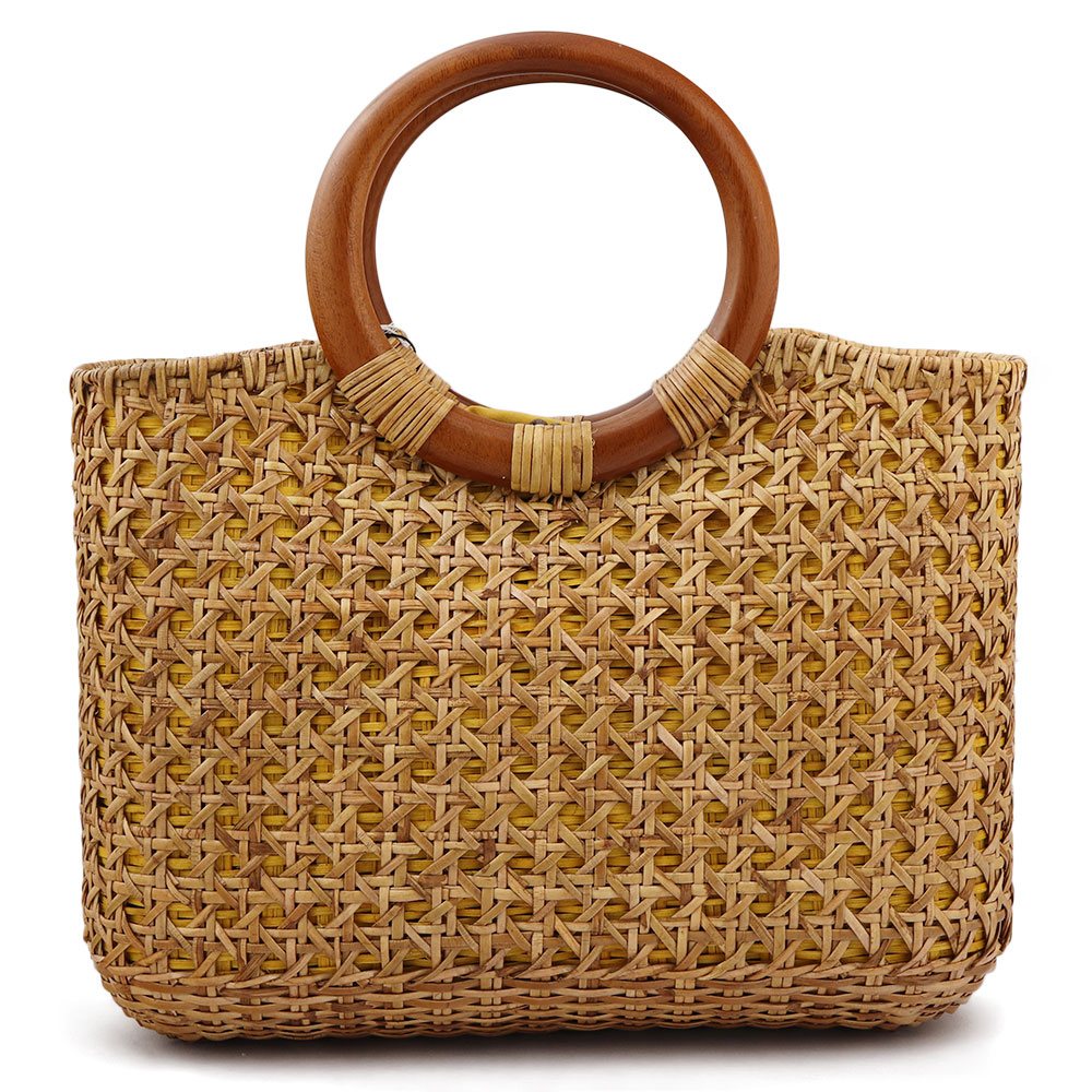 巾着付きラタンバッグ