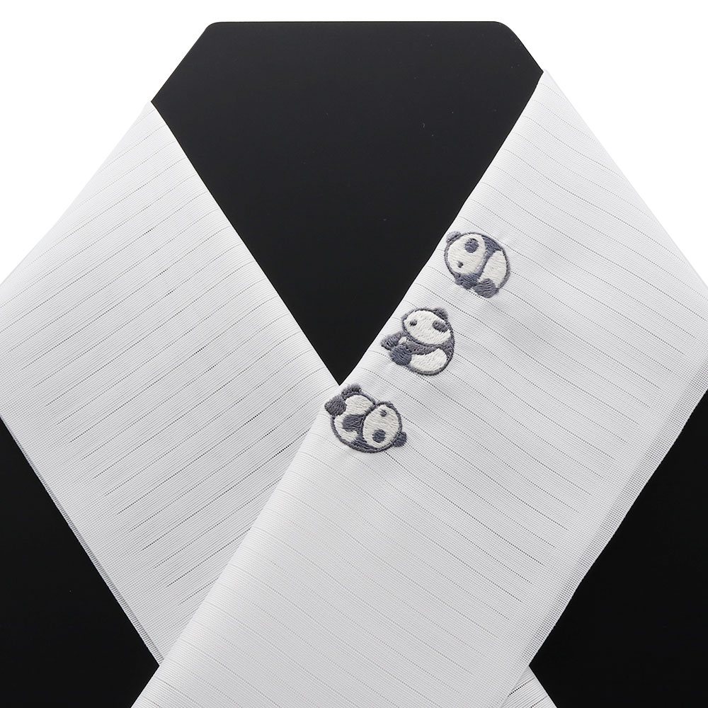 ワンポイント刺繍絽半衿(子パンダ)【いち利モールオリジナル】