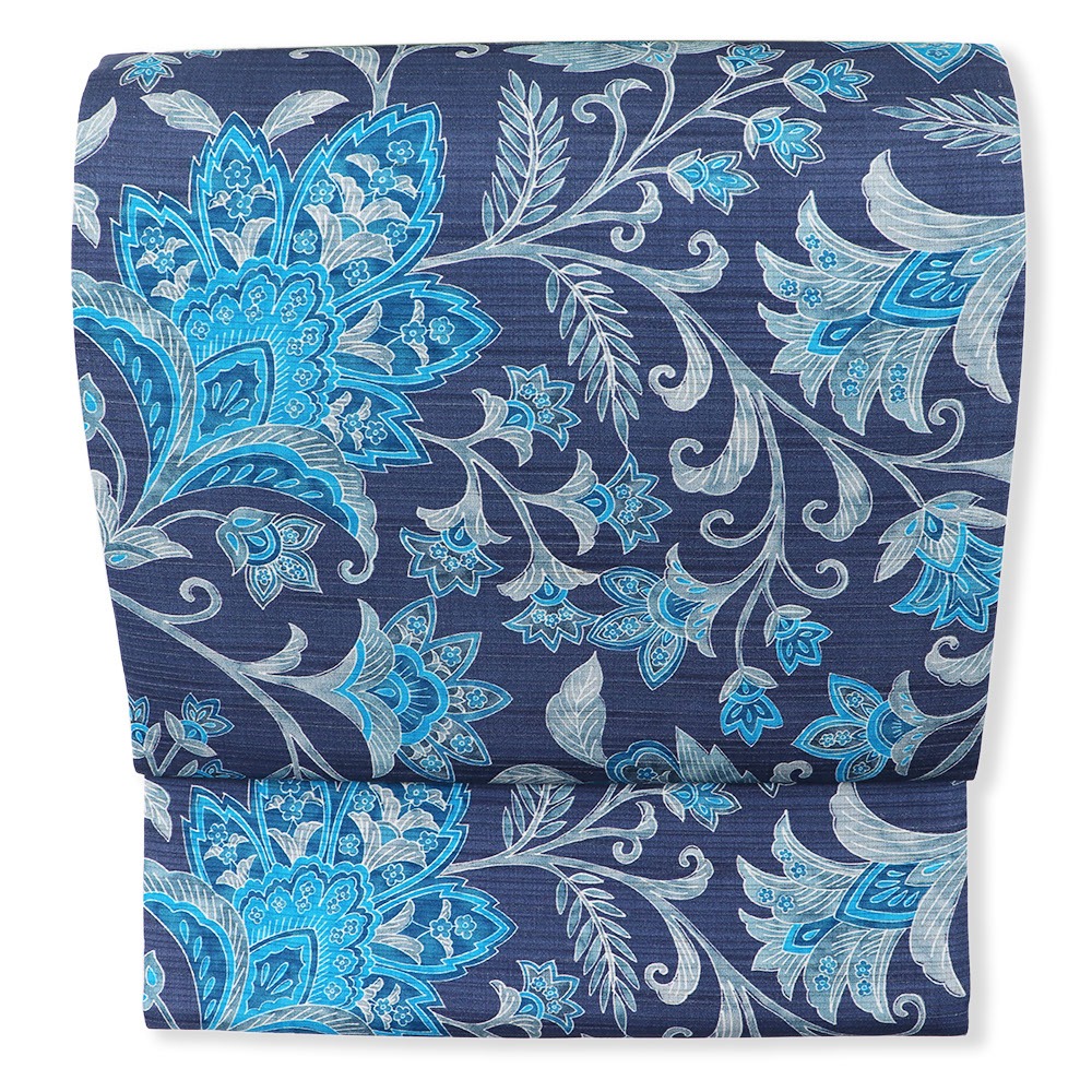 大島紬袋帯(アタカス地/唐花)【大迫織物】