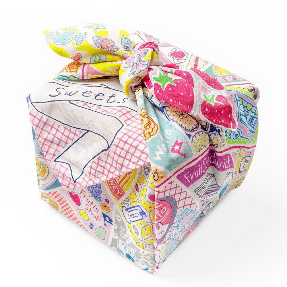 撥水風呂敷(スイーツマップ)『ながれ』