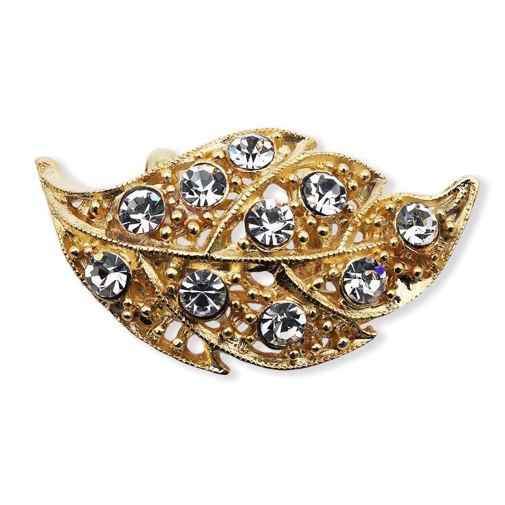 ラインストーン帯留(葉)『花しおり』【大原商店】