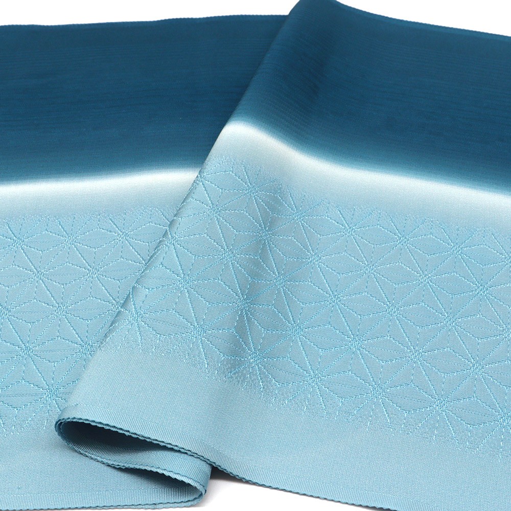 縦ぼかし帯揚 (麻の葉/縞地紋)