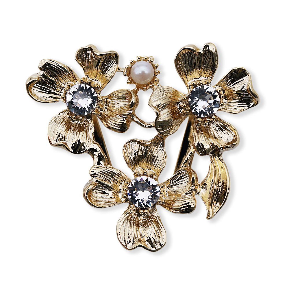 真鍮帯留(3輪の花)