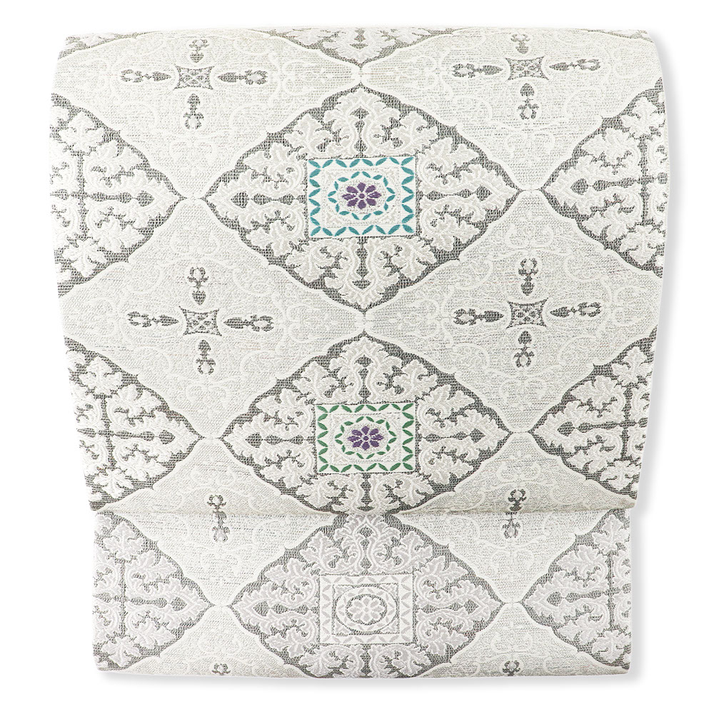 桃皮染め西陣袋帯(華菱)『綾形』【吉村織物】