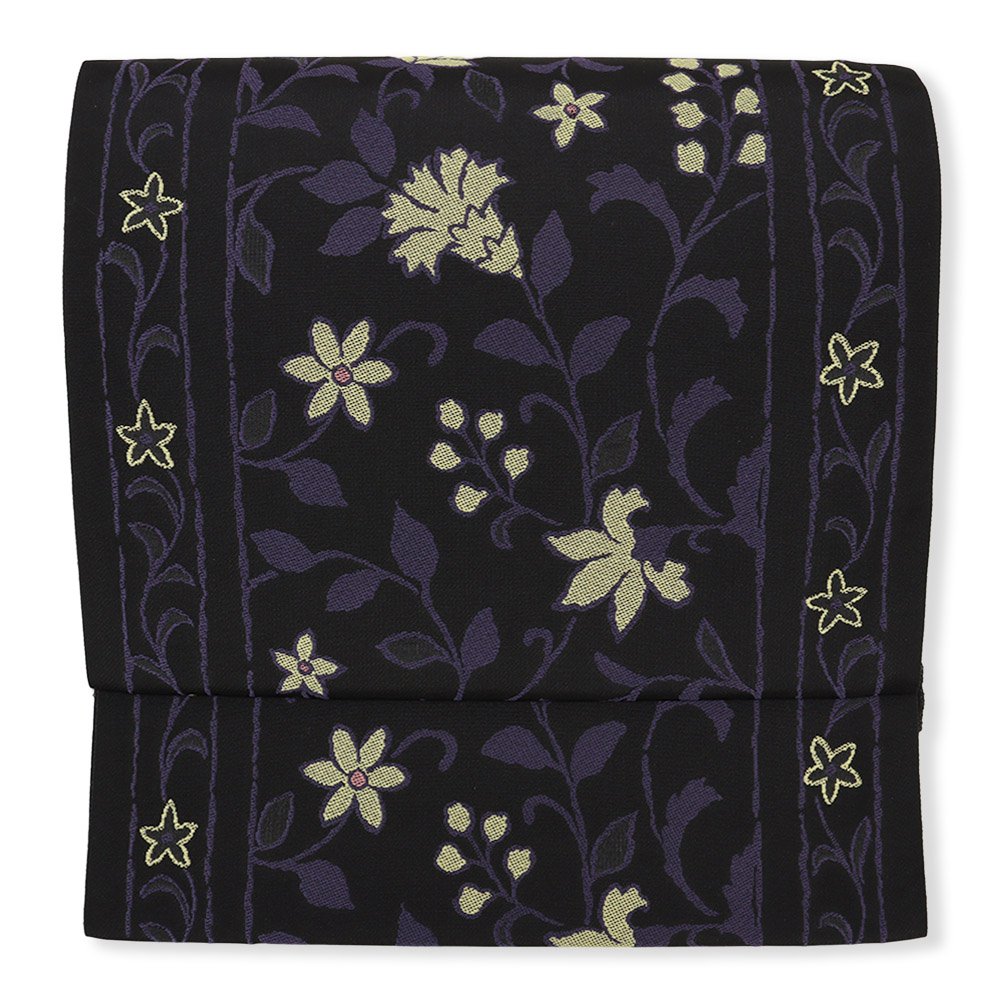 西陣御召地九寸名古屋帯(花唐草間道)