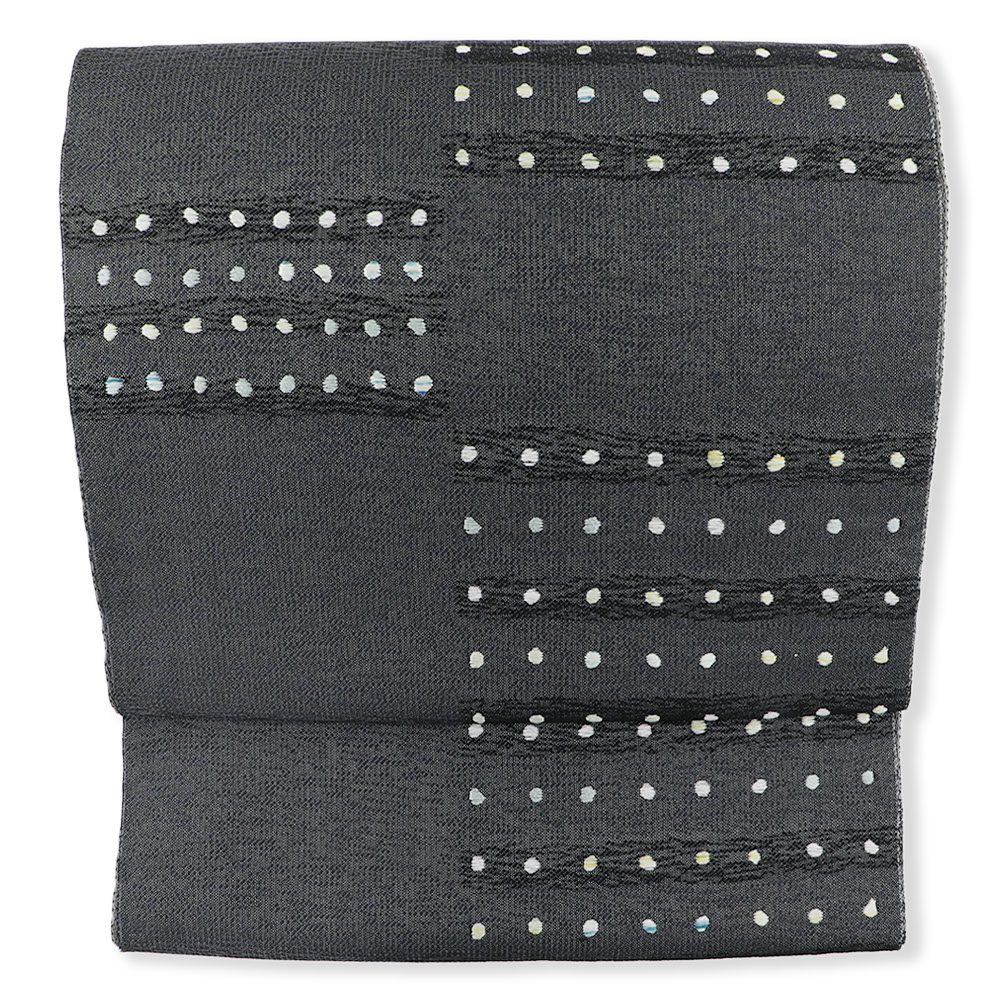 西陣九寸名古屋帯(市松取り横段丸紋)【酒井守】