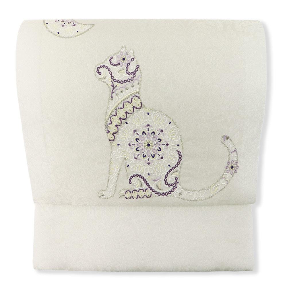 刺繍九寸名古屋帯(月と猫)【大光織物】