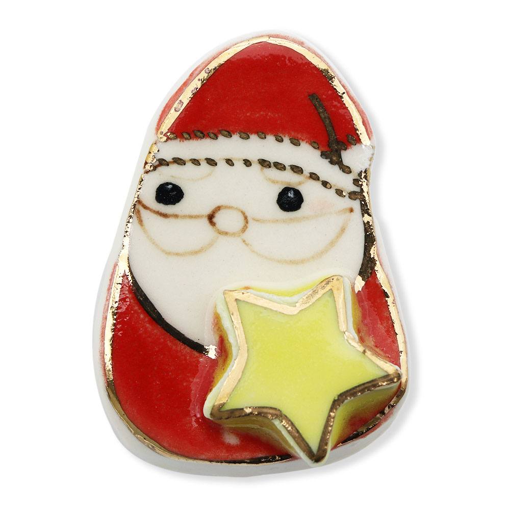 清水焼帯留(サンタさんと星)【馬籠静】