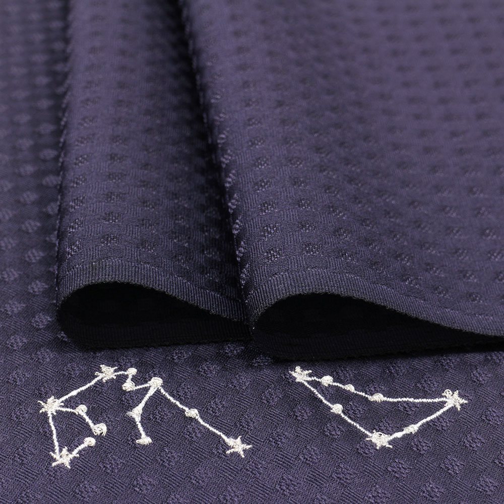 飛び柄刺繍小紋（星座）：濃紫