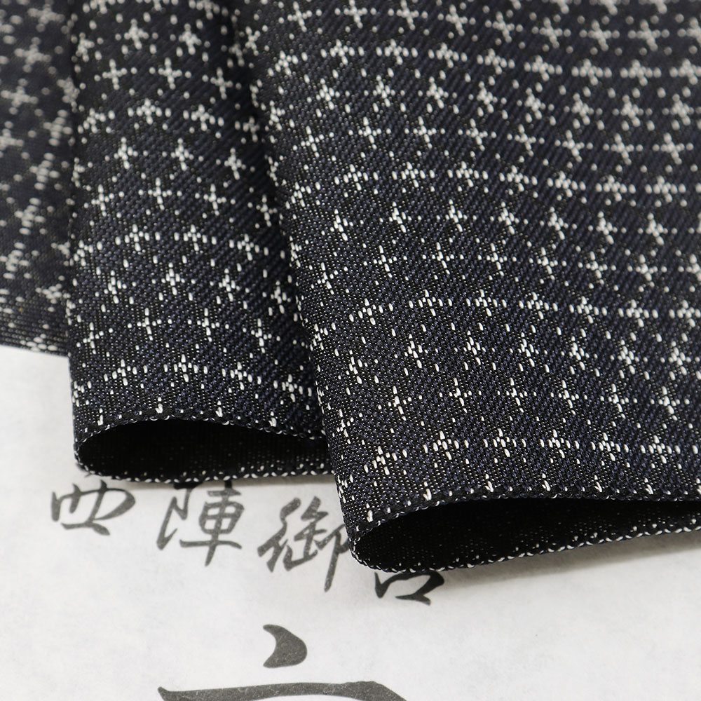 刺繍西陣御召（十字絣）：黒×グレー『京縫い』
