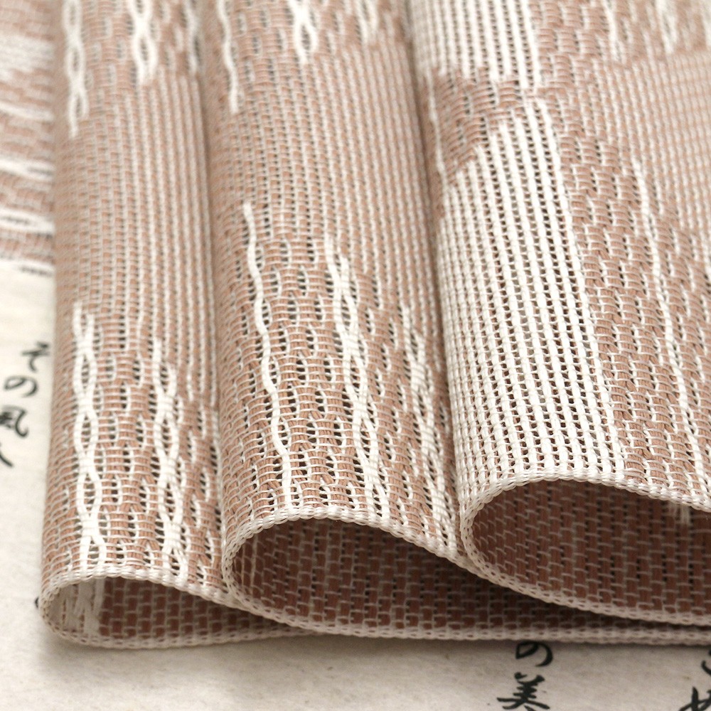桐生絹紙布八寸名古屋帯（鱗）：薄茶【高光織物】