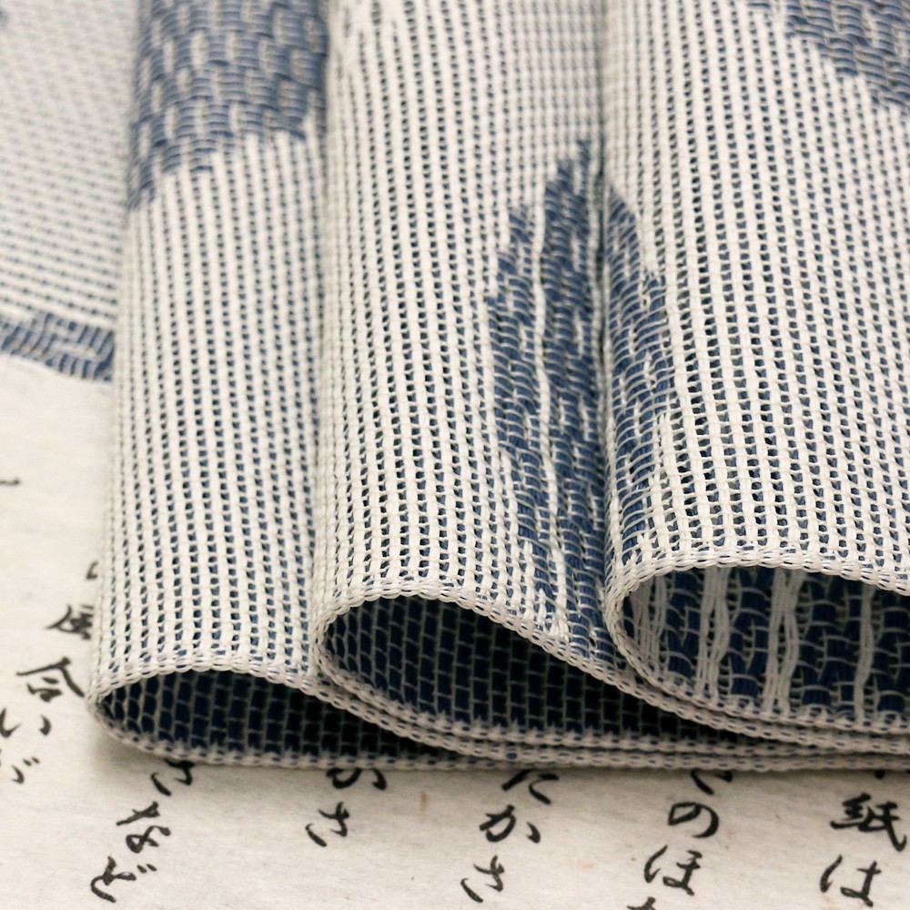 桐生絹紙布八寸名古屋帯（水玉）：ブルーグレー【高光織物】