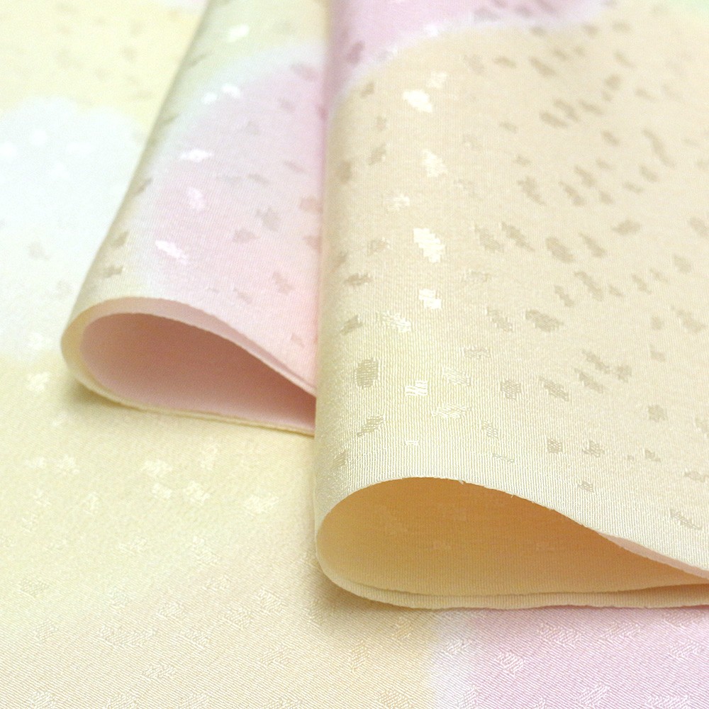 正絹長襦袢（流水に桜/吹雪地紋）：ピンク×黄緑