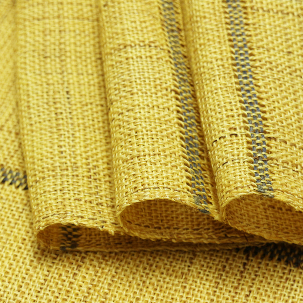 仕立て上がり手織り本麻八寸名古屋帯：黄色『からむし』