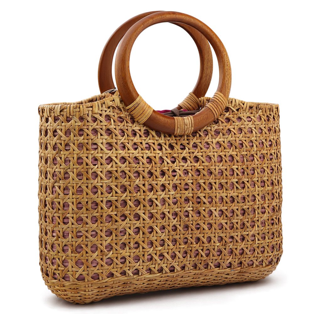 巾着付きラタンバッグ