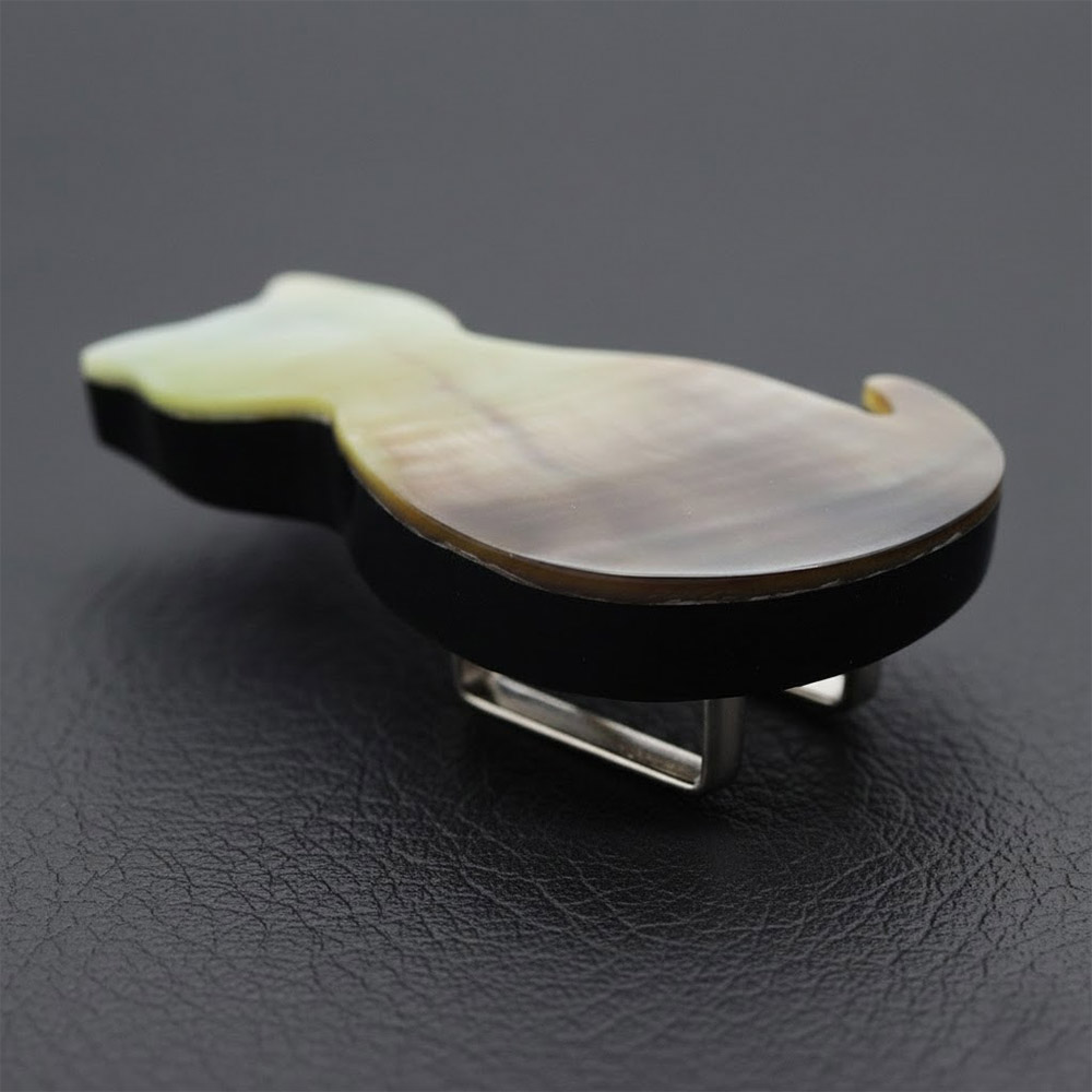 貝帯留(ネコ)【リオン工芸】