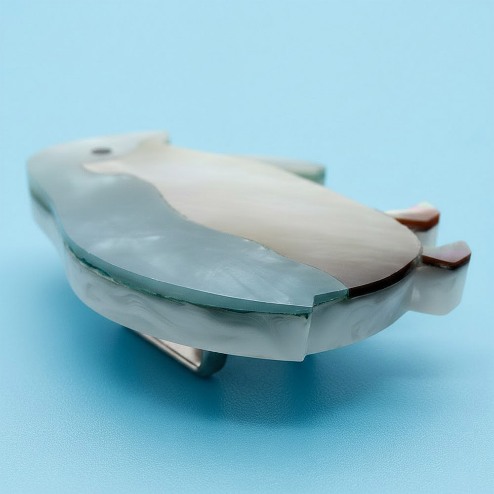 貝帯留(ペンギン)【リオン工芸】