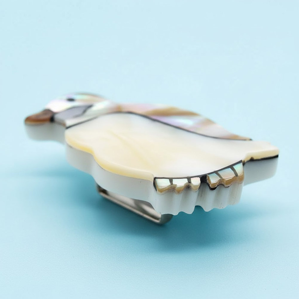 貝帯留(ペンギン)【リオン工芸】