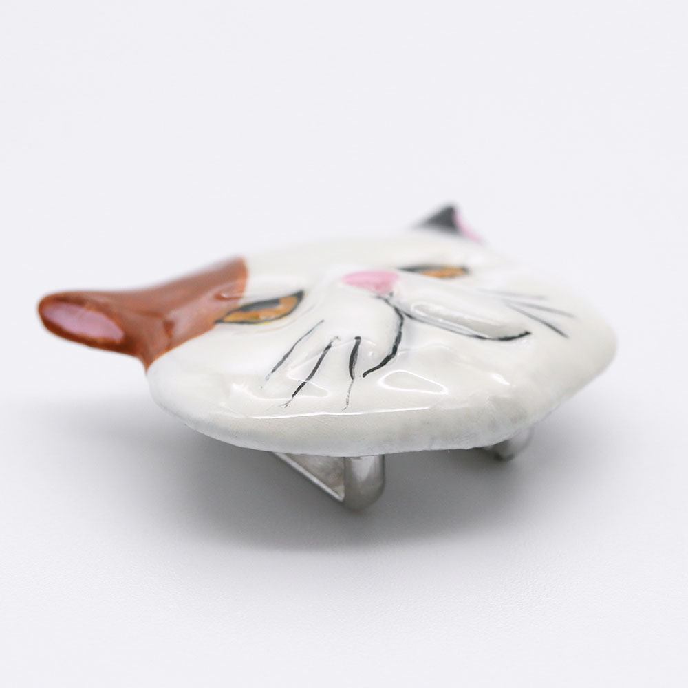 真鍮帯留(ネコの顔)