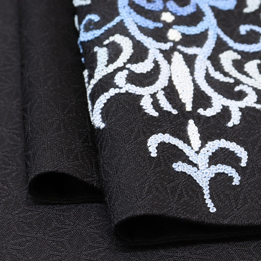 相良刺繍袋帯（アラベスク）：黒【蒋雪英】