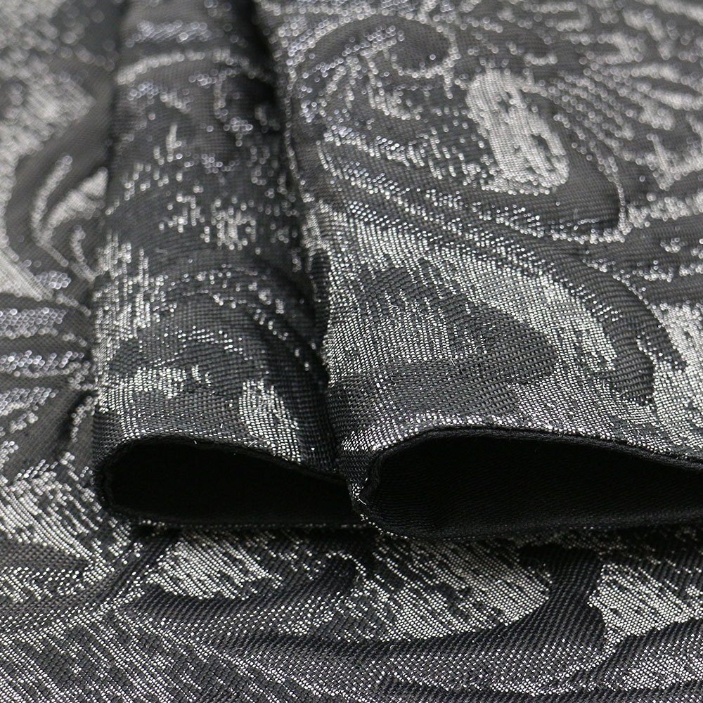 ふくれ織西陣袋帯（アラベスク）：黒【大光織物】