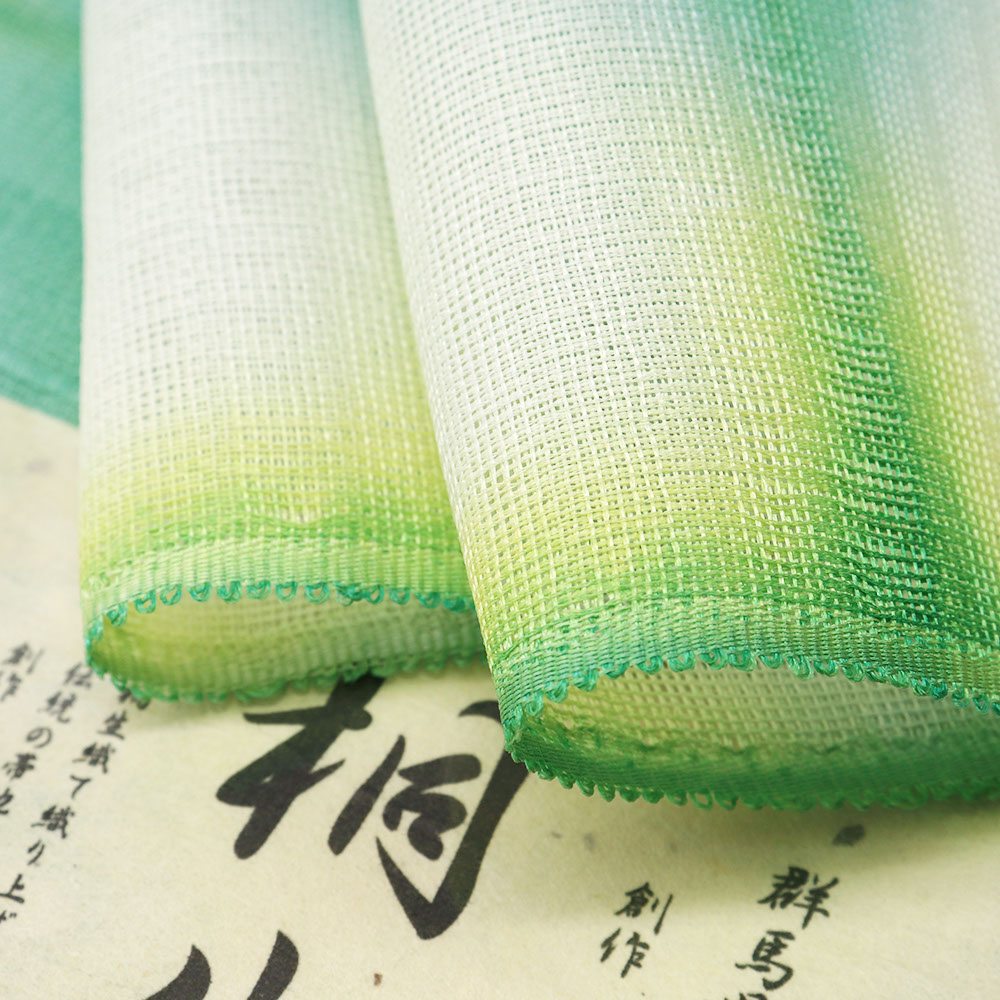 桐生絞り夏九寸名古屋帯(ぼかし格子)【泉織物】