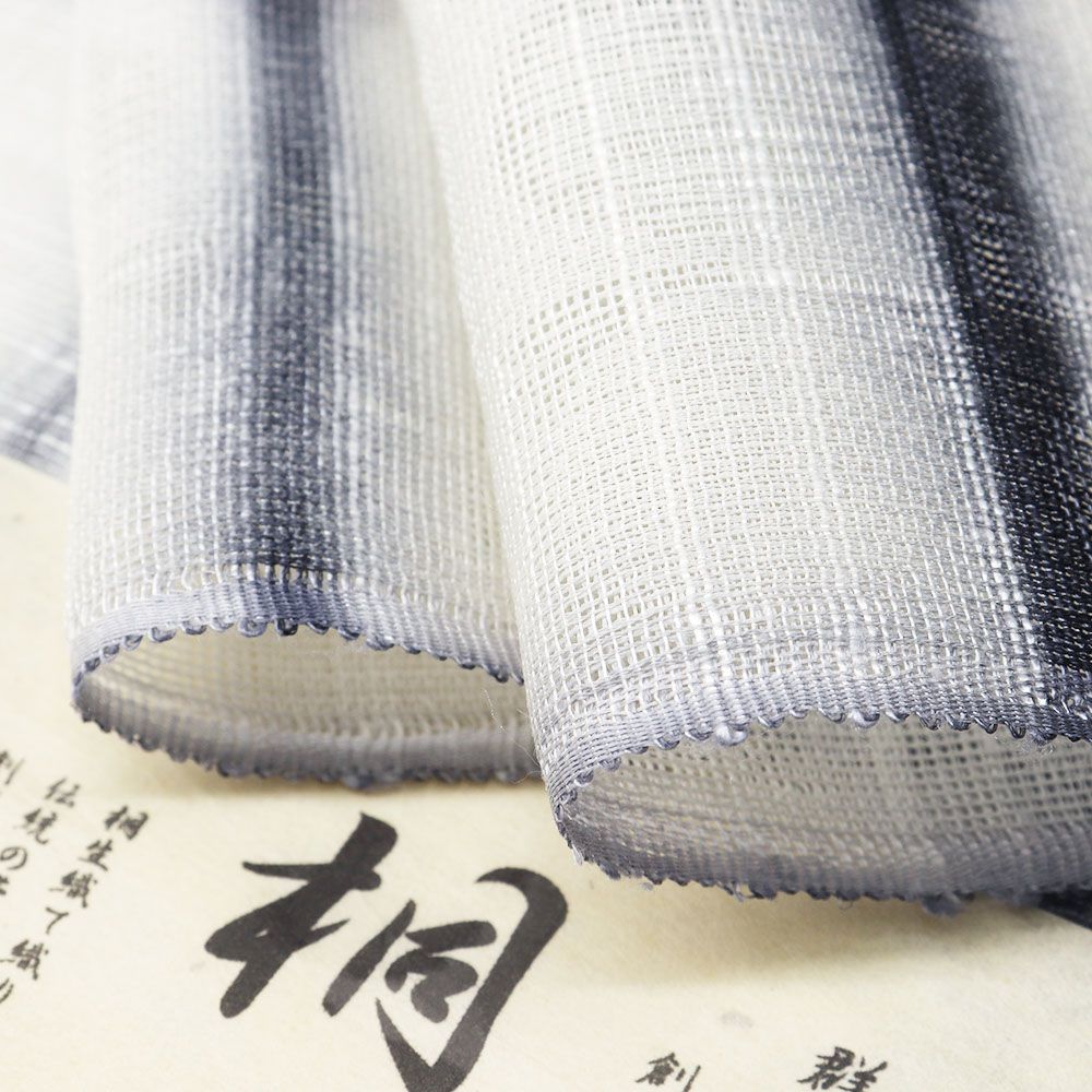 桐生絞り夏九寸名古屋帯(ぼかし格子)【泉織物】