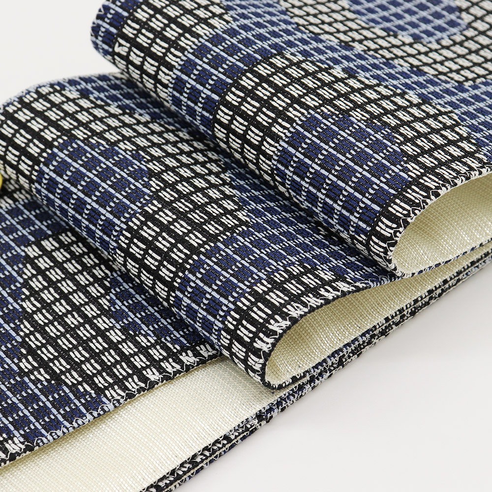 仕立て上がり西陣角帯(格子に六角)【佐々木染織】