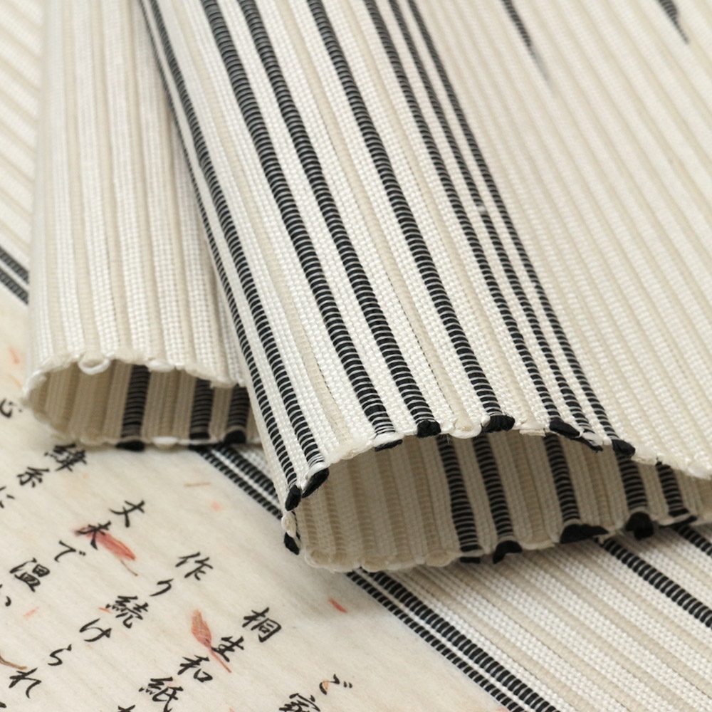 桐生和紙織八寸名古屋帯（絣縞風）【高光織物】