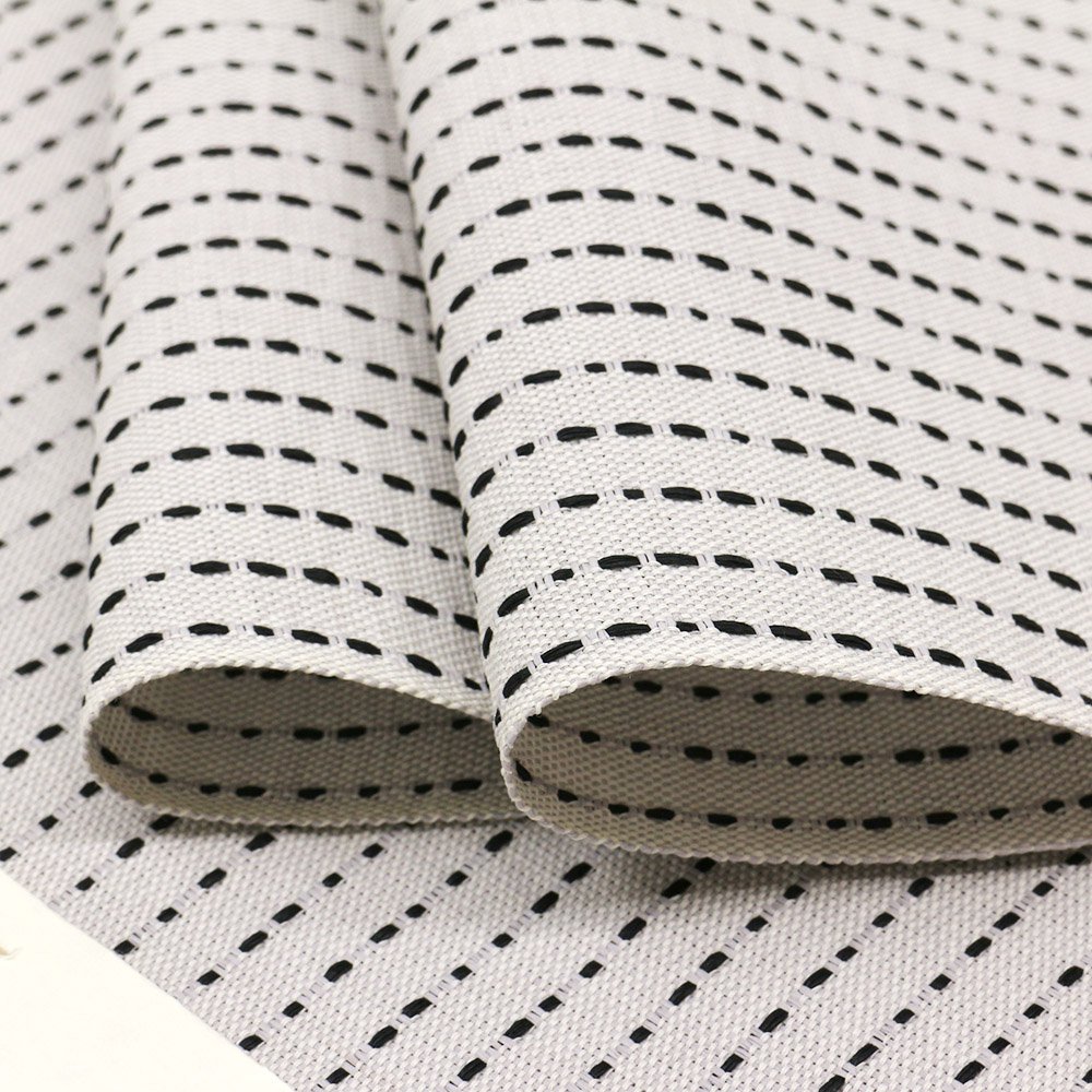 米沢八寸名古屋帯：白グレー『縞紋様諸紙布』【近賢織物】