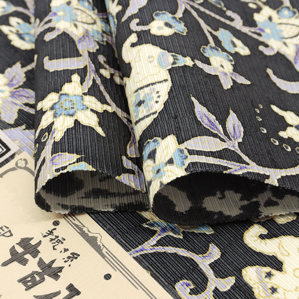 牛首八寸名古屋帯(象更紗)【白山工房×岡重】