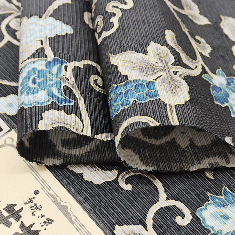 牛首八寸名古屋帯(葡萄更紗)【白山工房×岡重】