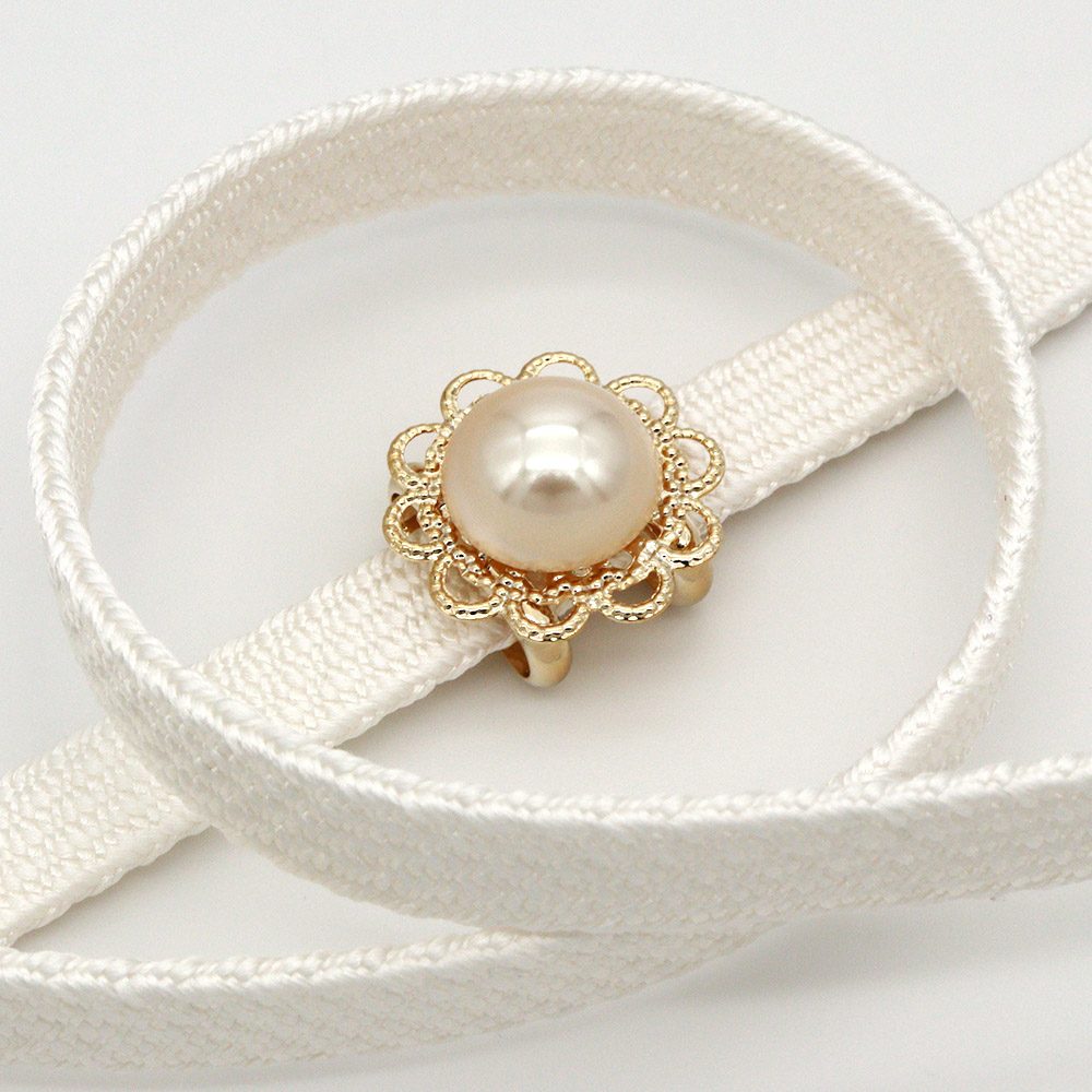 帯留付き三分紐帯締(プティフラワー/ゴールド)【大原商店】