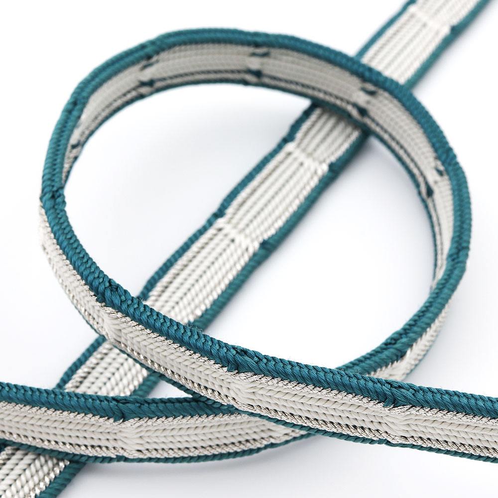 耳付き平組み帯締(銀通し/瓢箪)【渡敬】