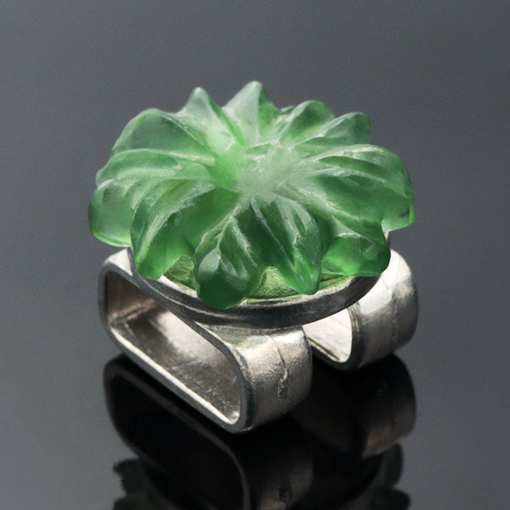 天然石帯留(小花/ヒスイ)