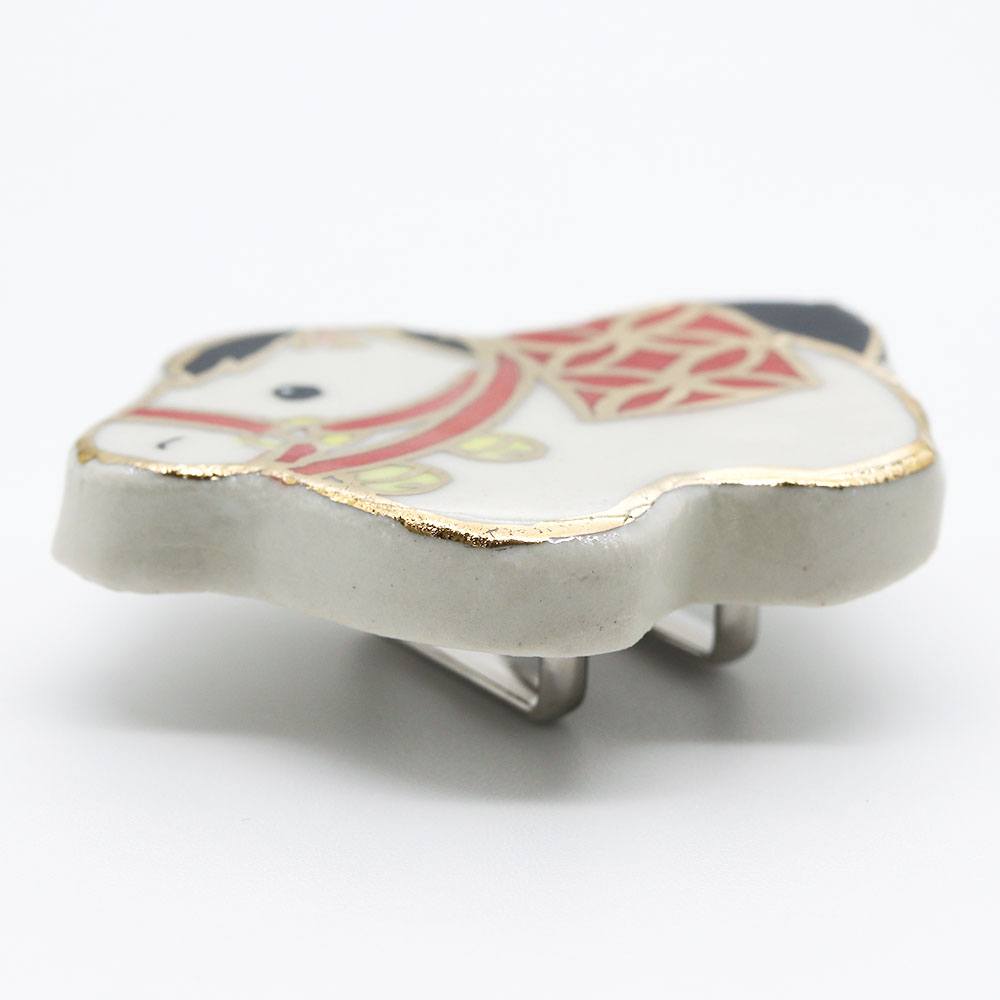 清水焼帯留(土鈴午)【馬籠静】