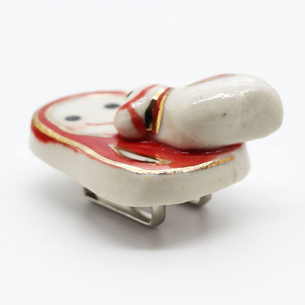 清水焼帯留(だるまと馬)【馬籠静】