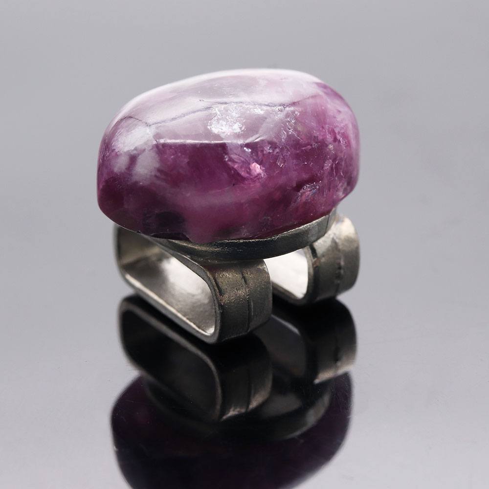 天然石帯留(レピドライト)