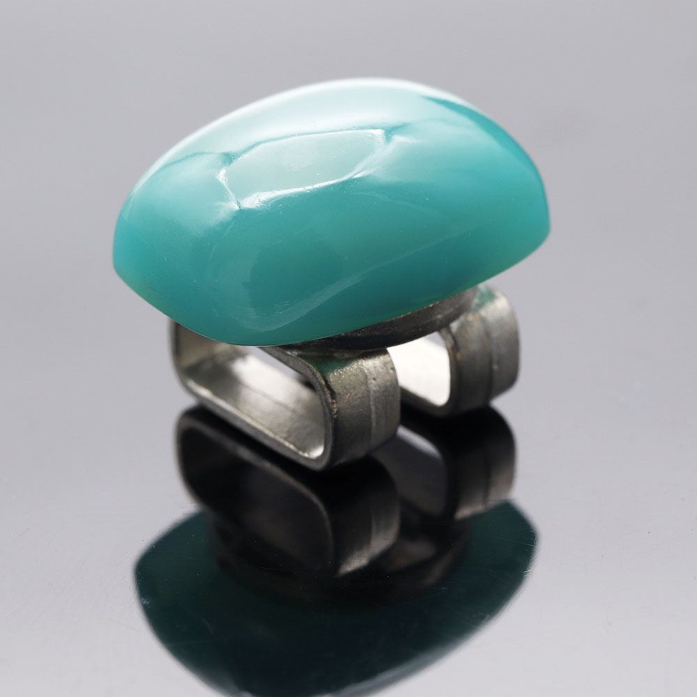 天然石帯留(シーブルーカルセドニー)