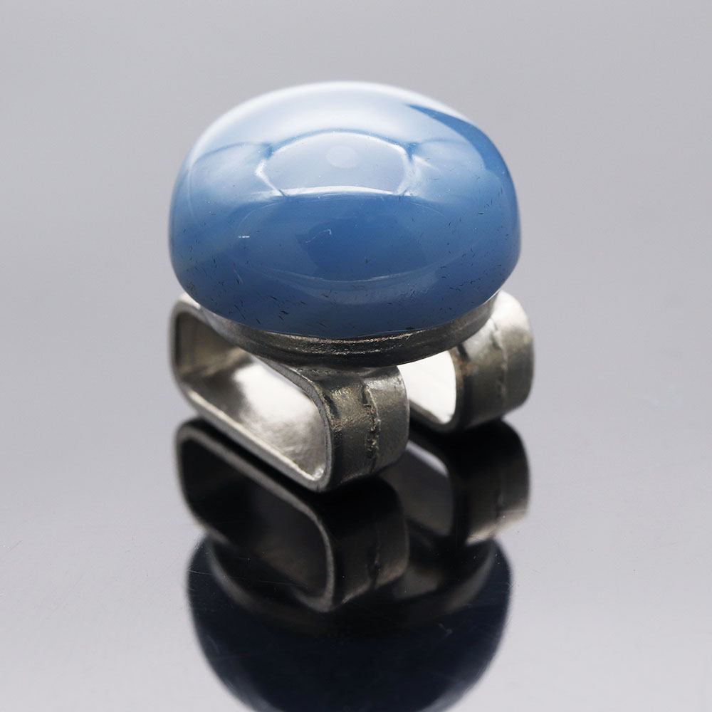 天然石帯留(ブルーカルセドニー)