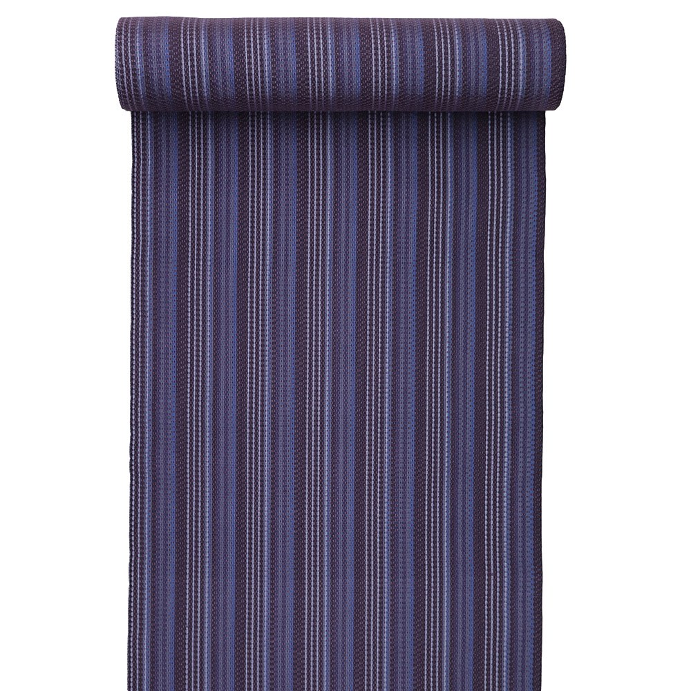 ロートン織り長井紬：紫×青『変わり縞』【渡源織物】