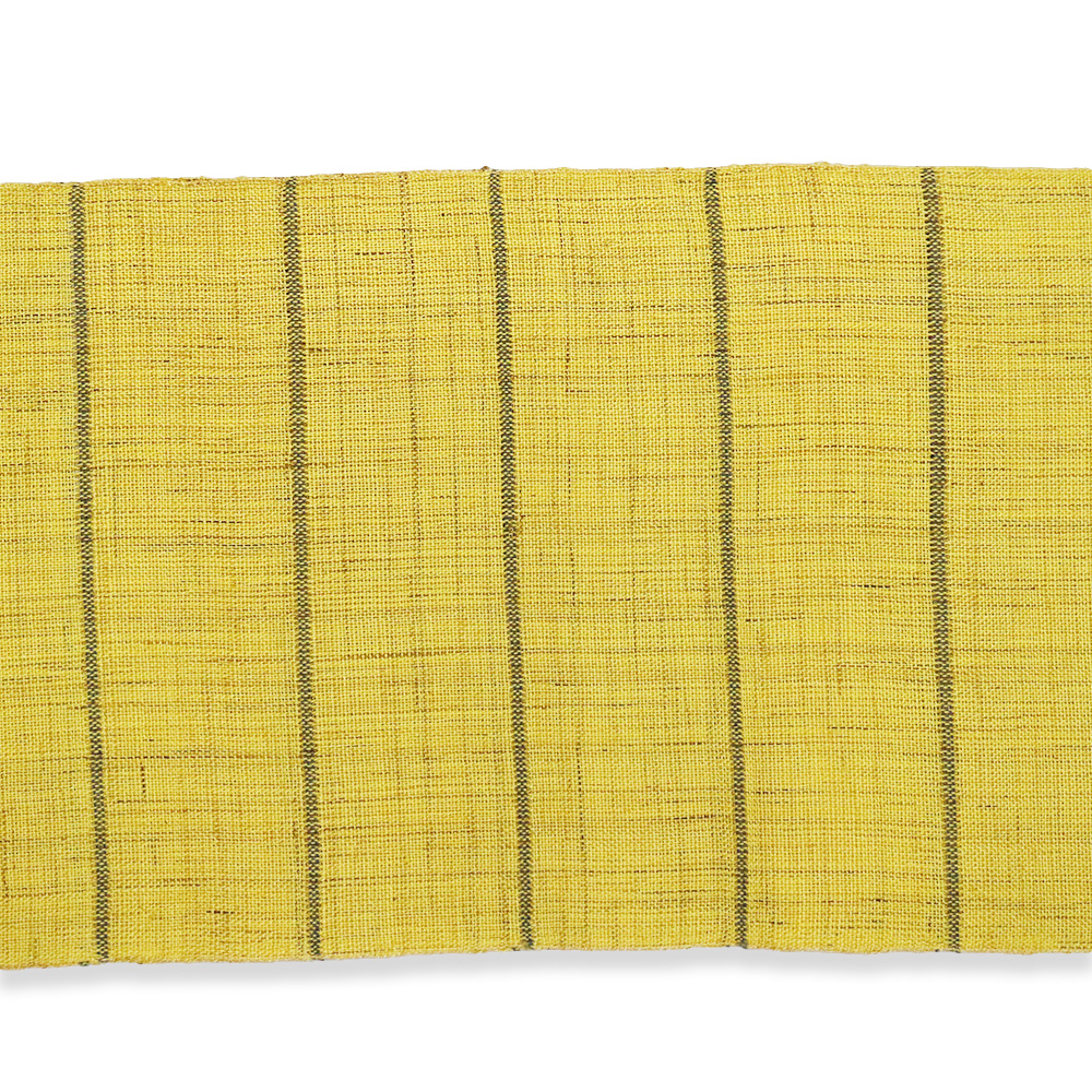 仕立て上がり手織り本麻八寸名古屋帯：黄色『からむし』