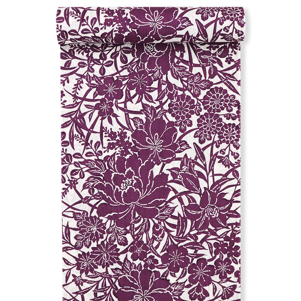 浴衣（和花）：赤紫