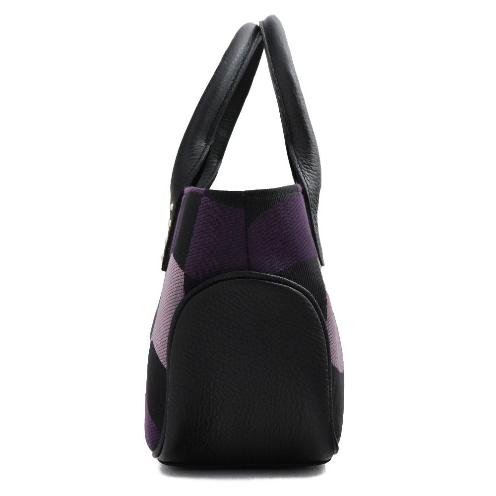 ハンドバッグ（変わり市松）：紫×黒【衿秀】