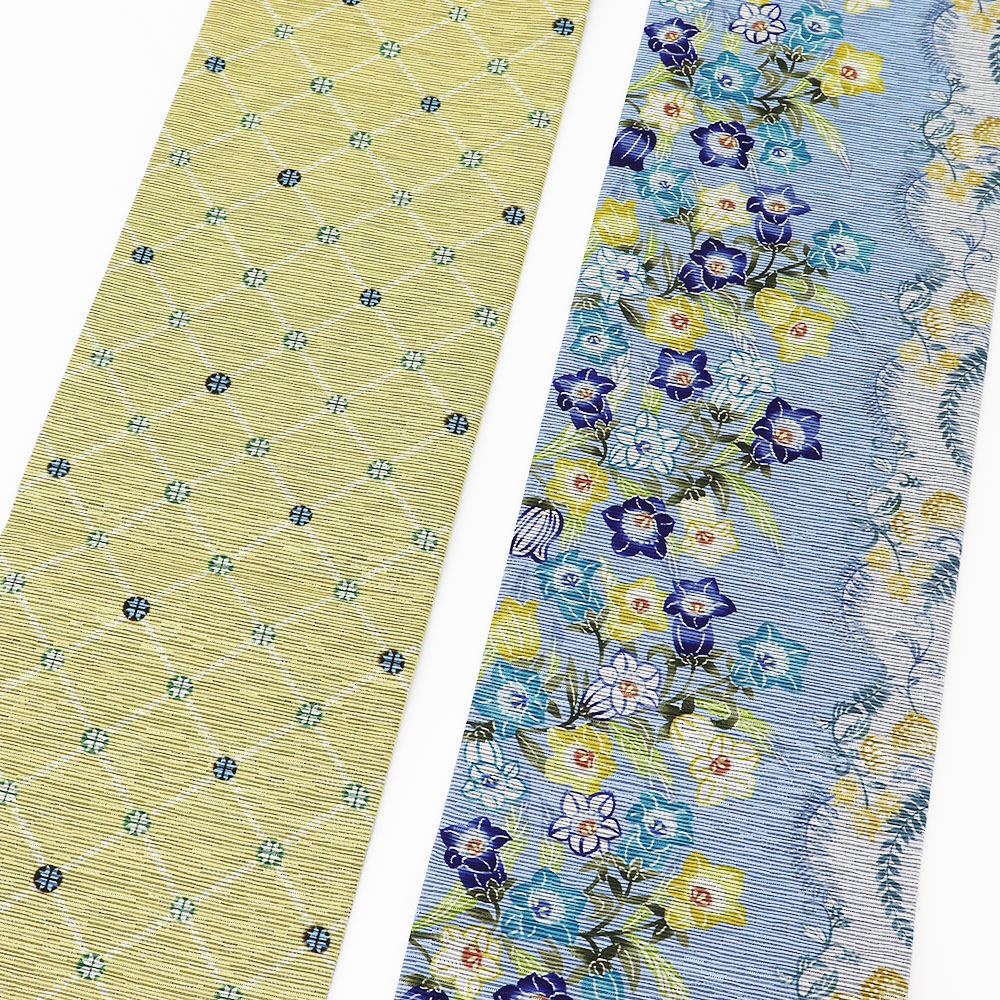 仕立て上がりリバーシブル半巾帯(風のカンパニュラ)【召しませ花】