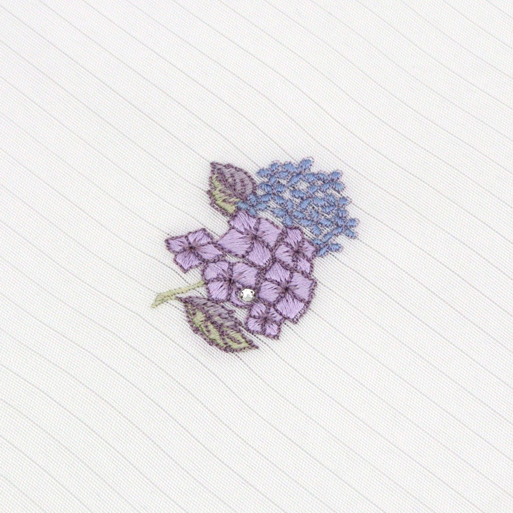 ワンポイント刺繍絽半衿(あじさい/燕)【銀座いち利オリジナル】